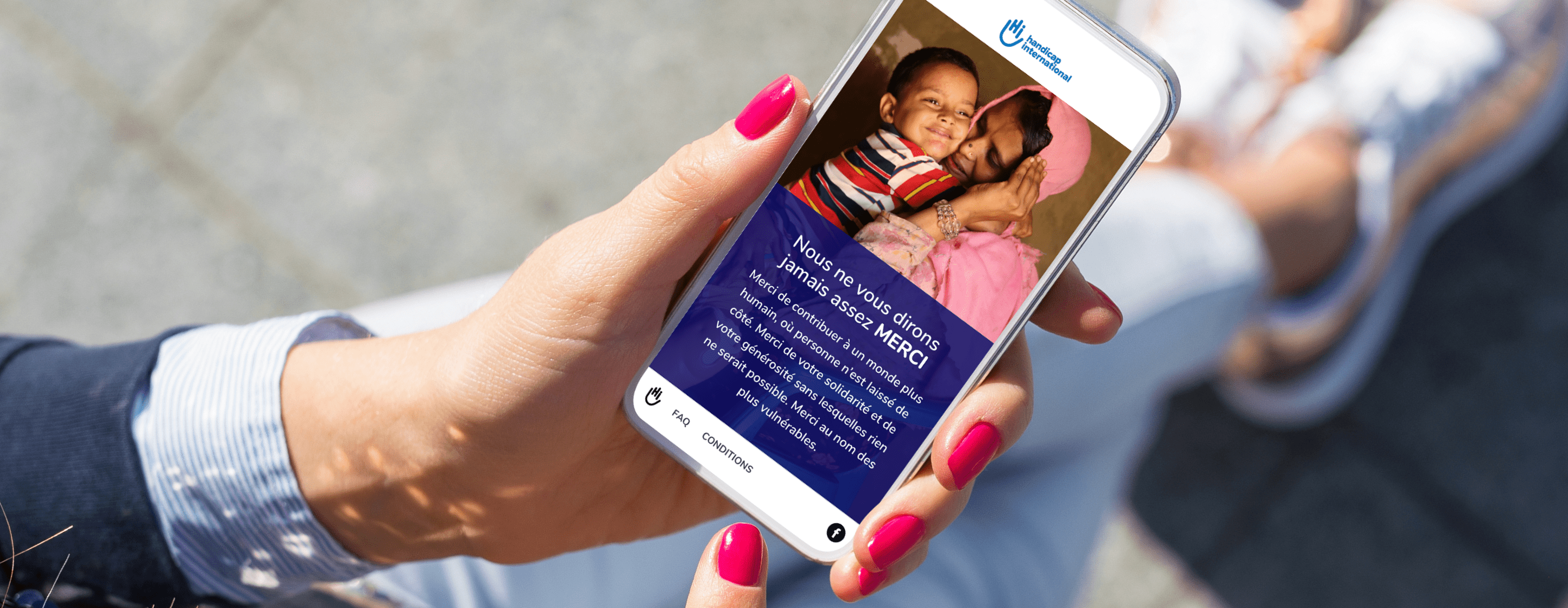 Aperçu du site Handicap International sur un smartphone